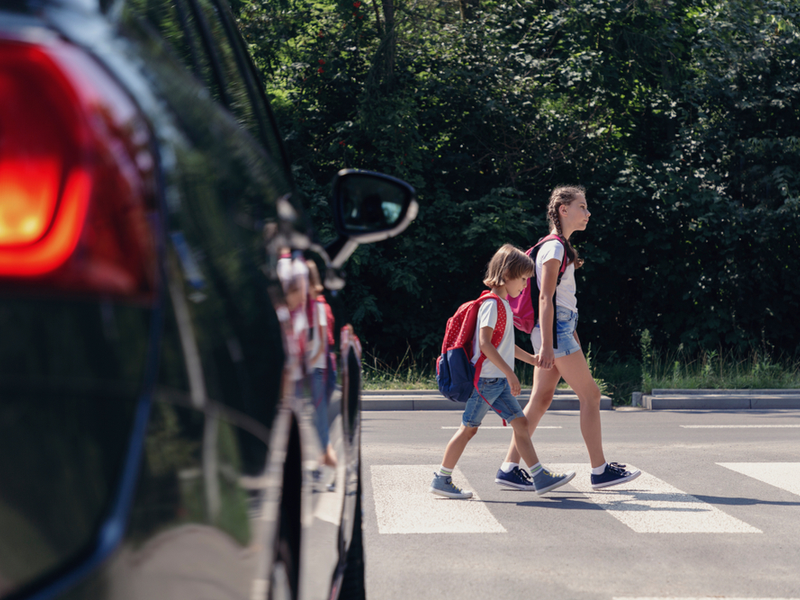children crossing road